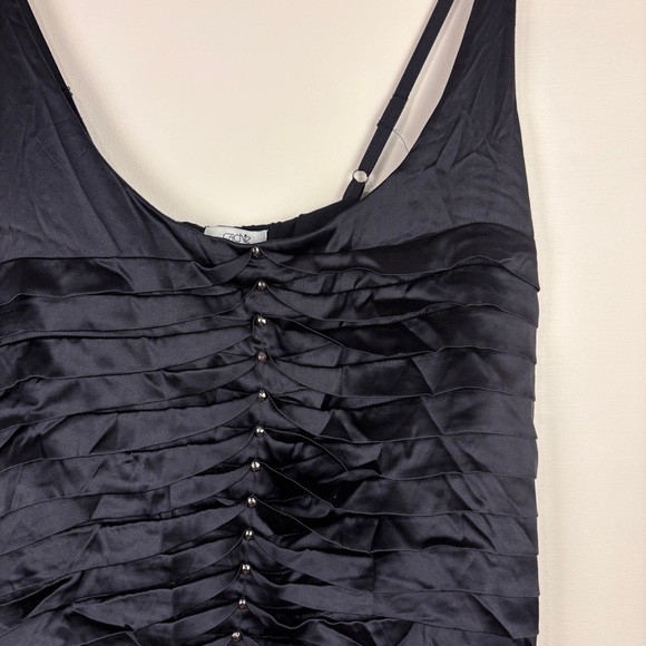 Cache Tops - Cache Y2K Black Silk Ruched Tank Top Whimsigoth Dark Romantic